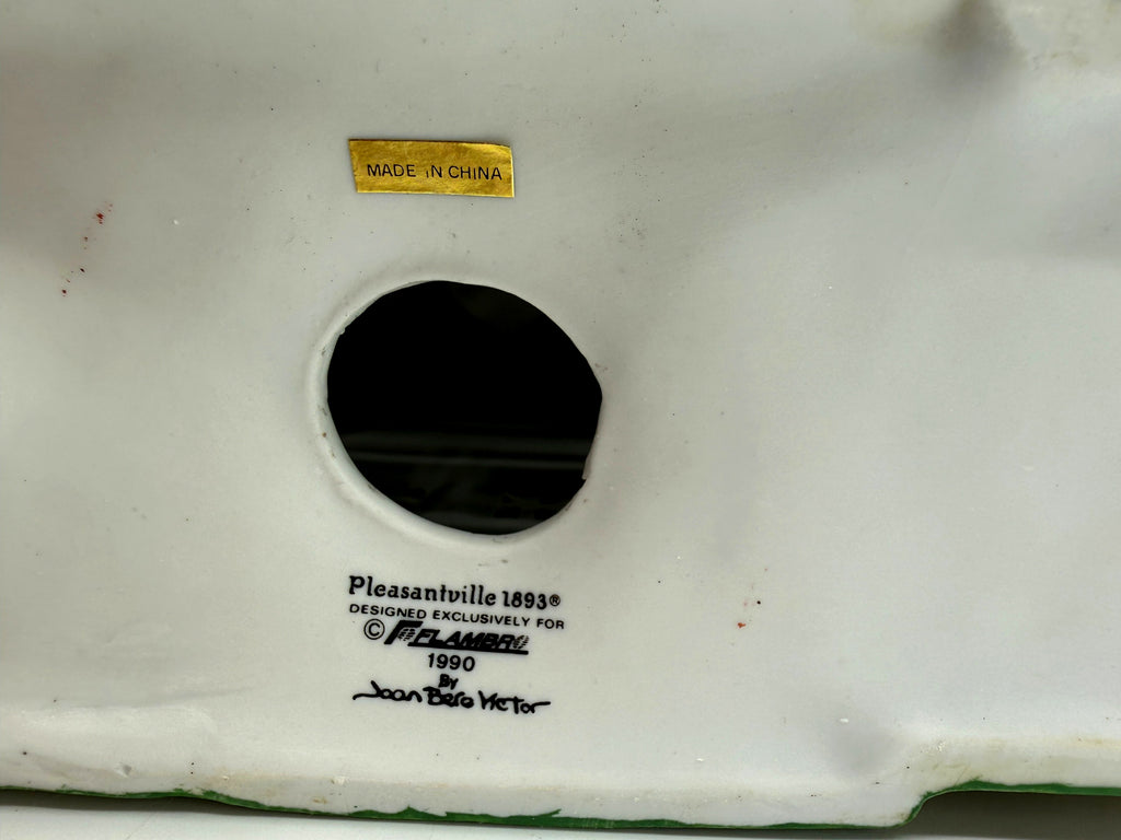 Underside - Pleasantville 1893 Flambro 1990 maker's mark and Made in China sticker
