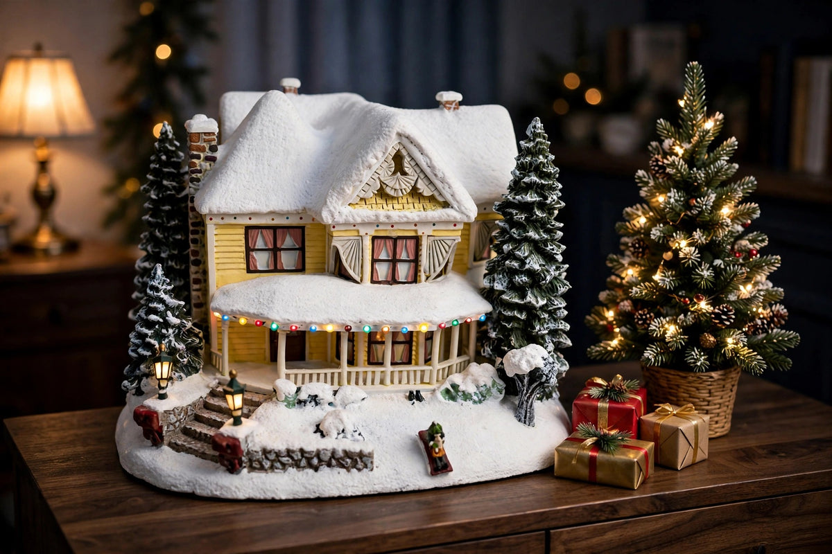 Victorian Homestead styled on a sideboard with Christmas tree (display inspiration)