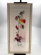 Autumn branch watercolor, signed L. Delsay and dated '15 - framed front view