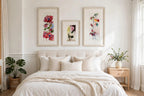 Styled photo - the set of three displayed above a bed (display inspiration)