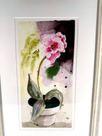 Pink flowering plant - the watercolor itself, close view