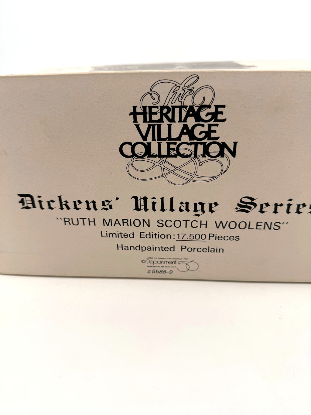 Original retail box end - Heritage Village Collection, number 5585-9, made in Taiwan