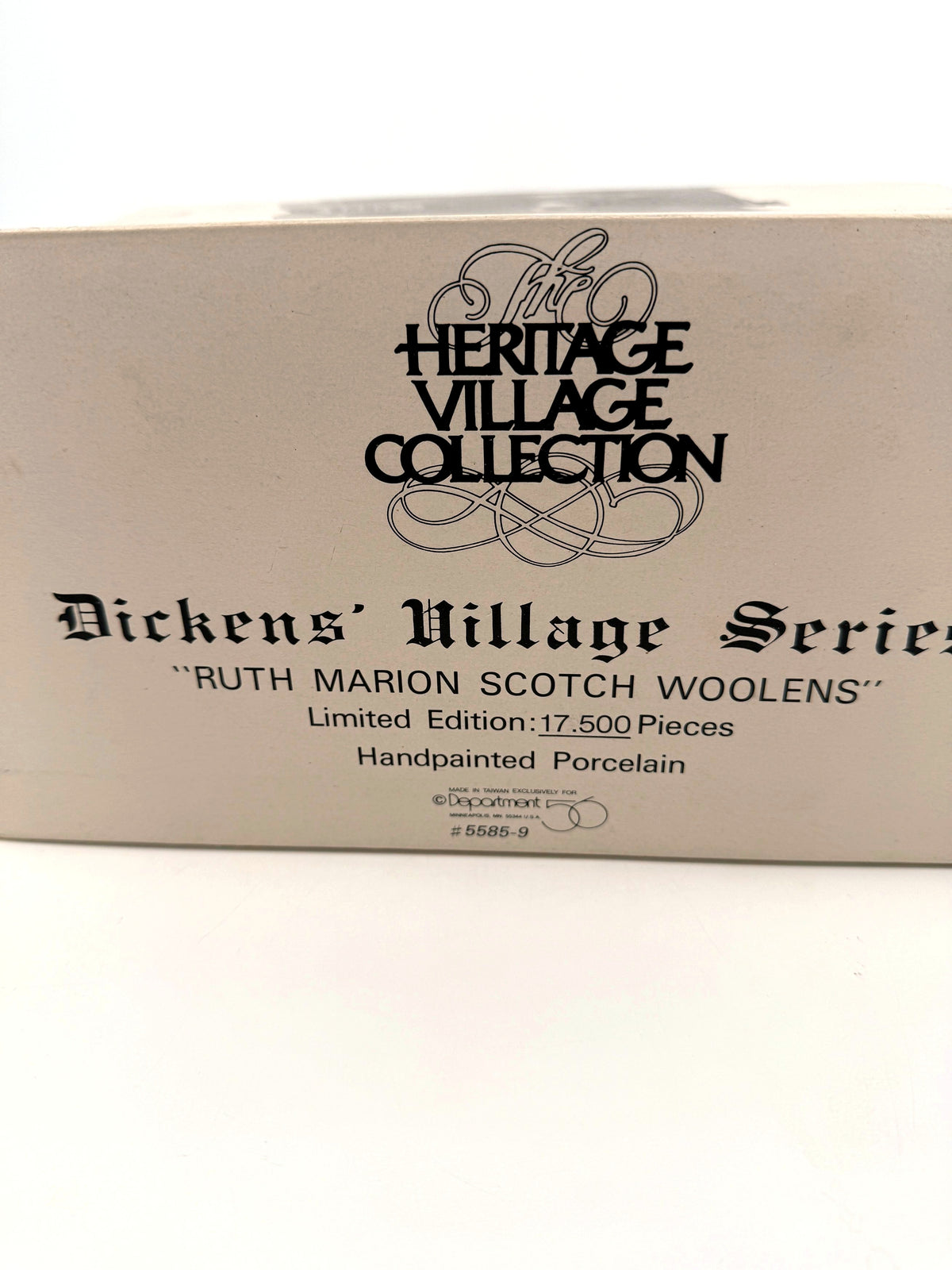 Original retail box end - Heritage Village Collection, number 5585-9, made in Taiwan