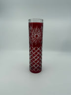 Vintage Ruby Red Cut-to-Clear Glass Vase – 12 Inch