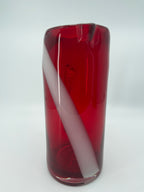 Vintage Ruby Red Cut-to-Clear Glass Pitcher – 10.5"