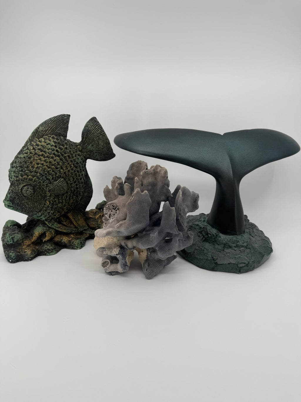 Blue Coral Specimen on White Base – 8" Coastal Décor
