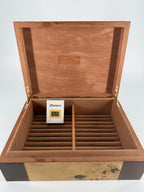 High-Gloss Wood Desktop Cigar Humidor – 11.5" – Distinctive Figured Finish