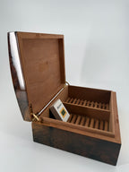 High-Gloss Wood Desktop Cigar Humidor – 11.5" – Distinctive Figured Finish