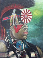 Mark Langenfeld Original Native American Portrait Painting – Signed & Framed – 2000