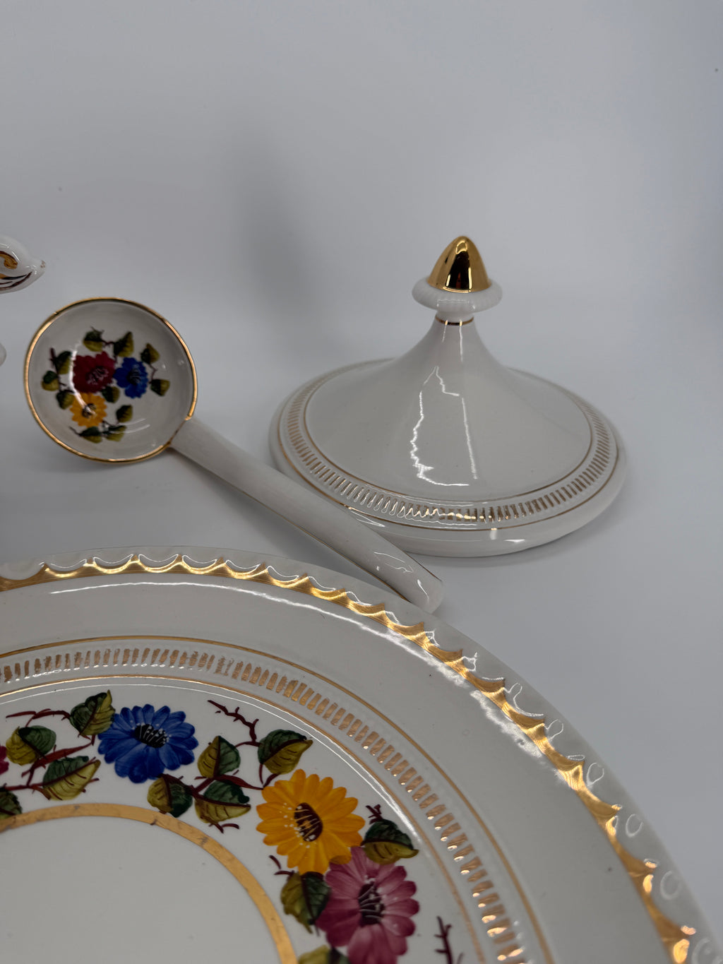Vintage OAL Olaria de Alcobaca Portugal Hand-Painted Tureen Set #2200