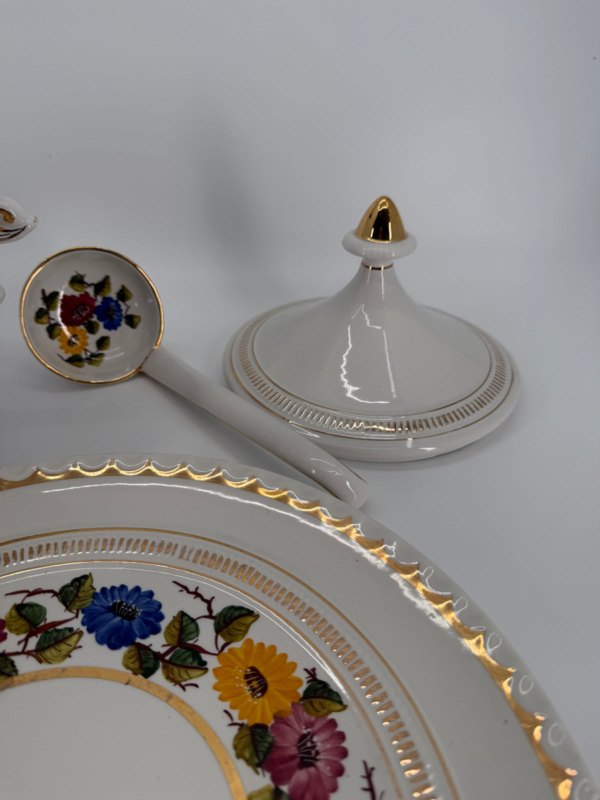 Vintage OAL Olaria de Alcobaca Portugal Hand-Painted Tureen Set #2200