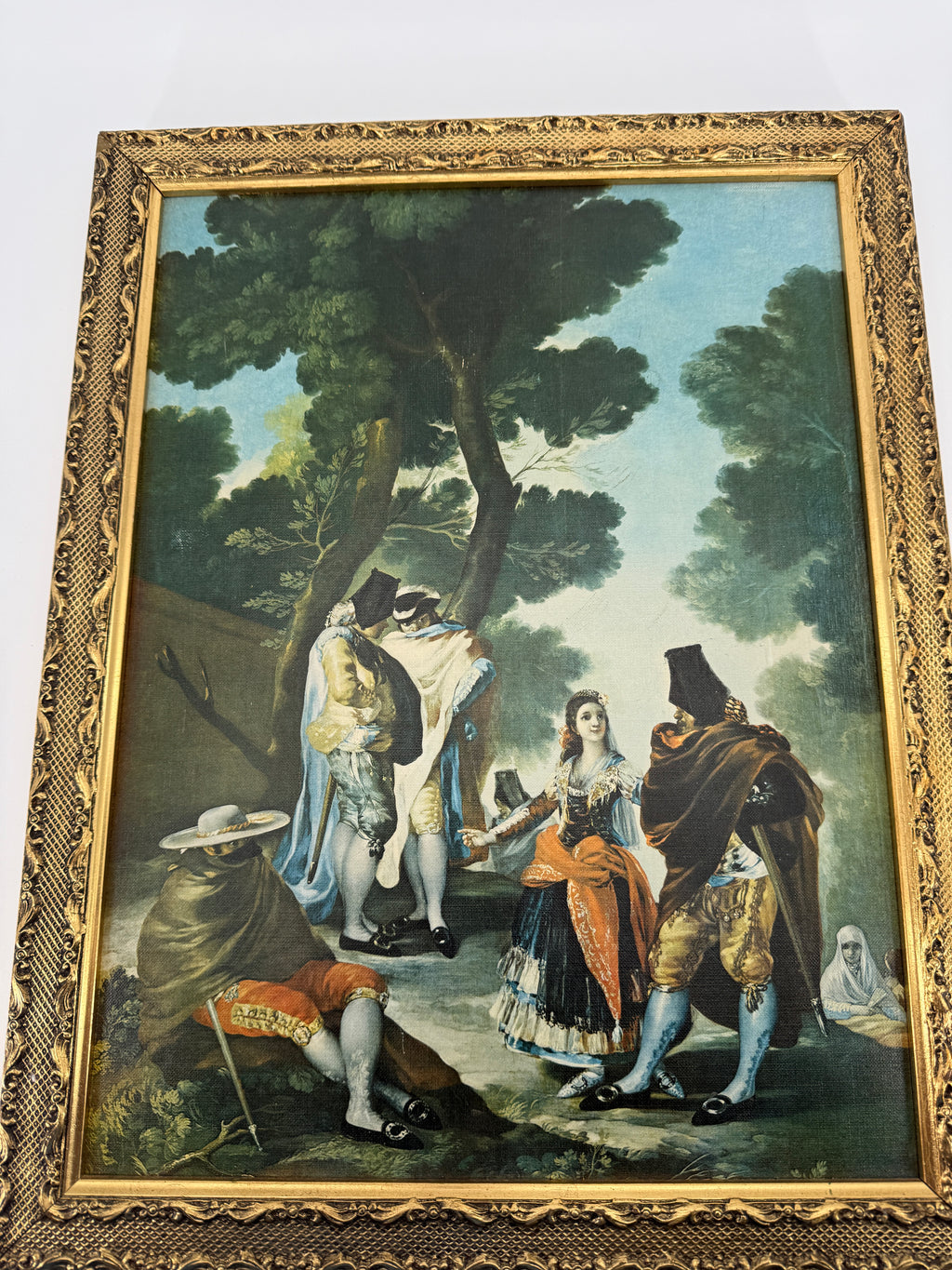Vintage Francisco de Goya Framed Reproduction – Gold-Tone Braided Frame