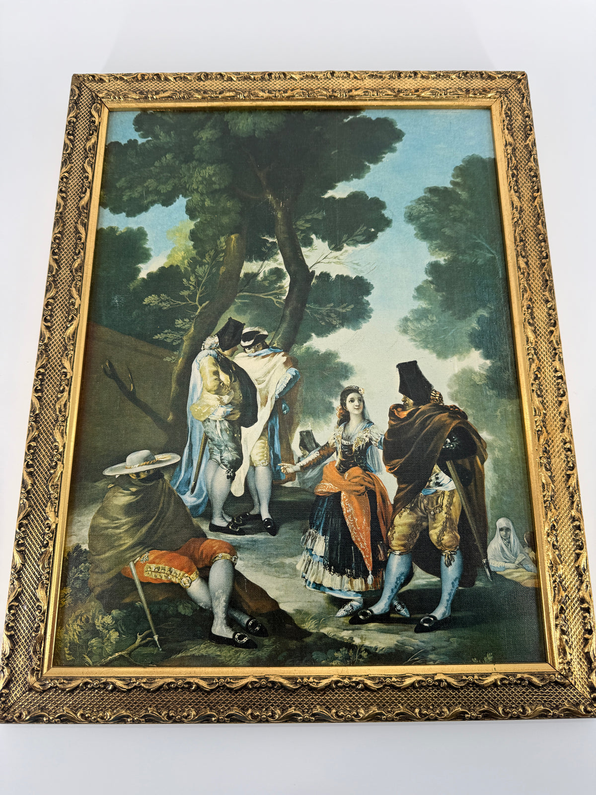 Vintage Francisco de Goya Framed Reproduction – Gold-Tone Braided Frame