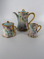 Antique Haviland France Porcelain Chocolate Set Signed Barnett – Hand Painted Roses, c. 1900–1915