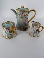 Antique Haviland France Porcelain Chocolate Set Signed Barnett – Hand Painted Roses, c. 1900–1915