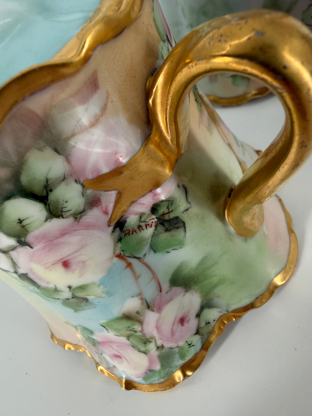 Antique Haviland France Porcelain Chocolate Set Signed Barnett – Hand Painted Roses, c. 1900–1915