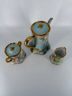 Antique Haviland France Porcelain Chocolate Set Signed Barnett – Hand Painted Roses, c. 1900–1915