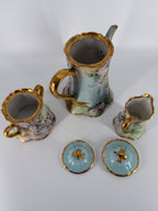 Antique Haviland France Porcelain Chocolate Set Signed Barnett – Hand Painted Roses, c. 1900–1915