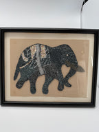 Vintage Indian Beaded & Sequined Elephant Textile Art – Framed Pair
