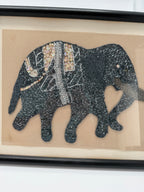 Vintage Indian Beaded & Sequined Elephant Textile Art – Framed Pair