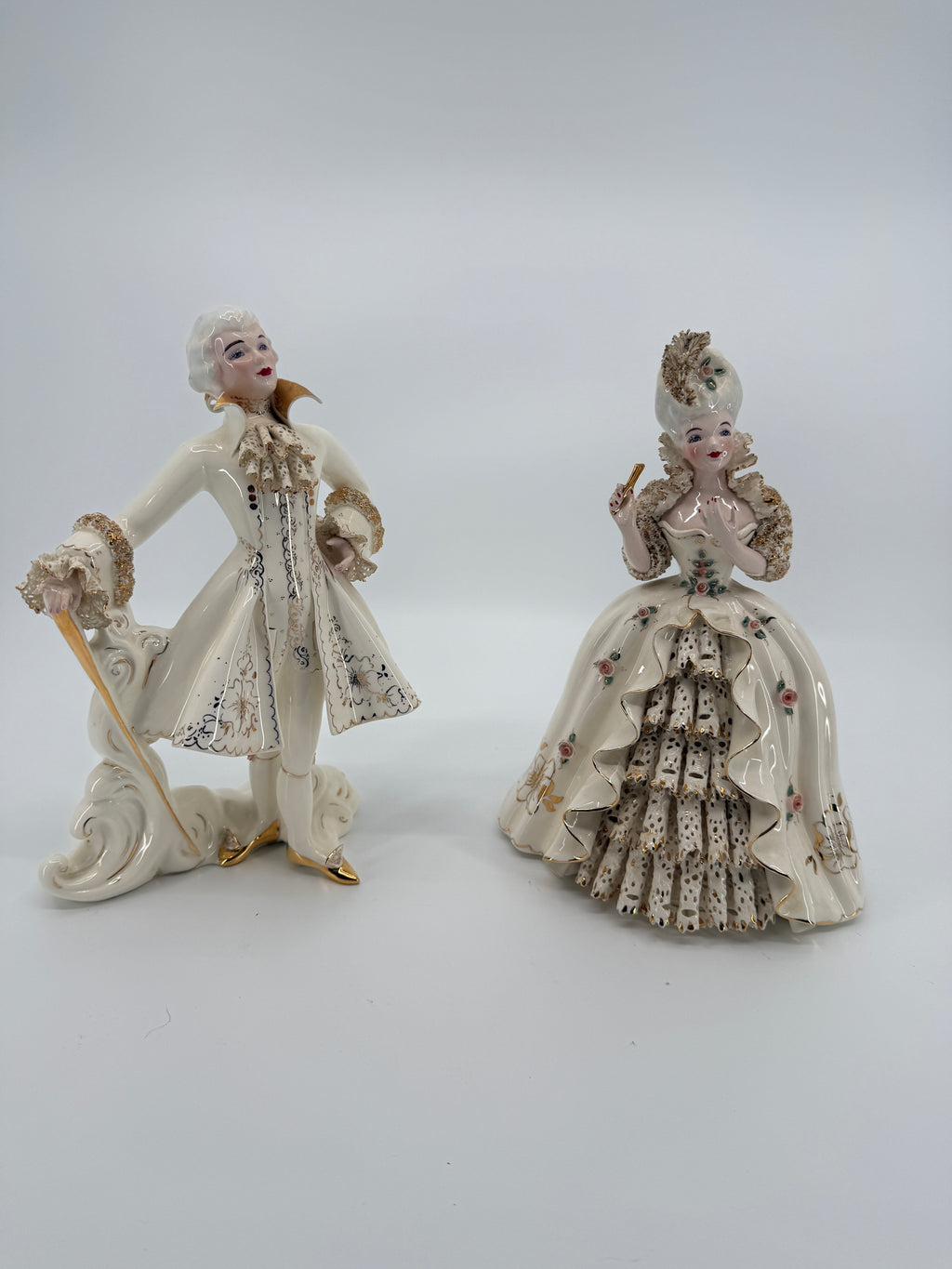 Vintage Florence Ceramics Marie Antoinette & Louis XVI Porcelain Figurine Pair – Late 1940s