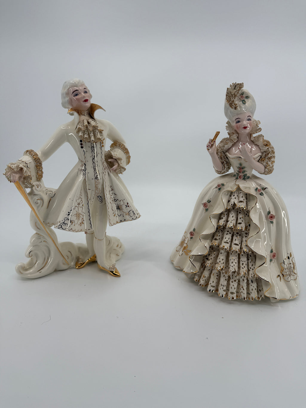 Vintage Florence Ceramics Marie Antoinette & Louis XVI Porcelain Figurine Pair – Late 1940s