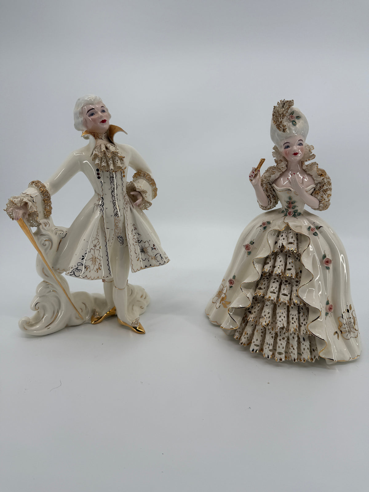 Vintage Florence Ceramics Marie Antoinette & Louis XVI Porcelain Figurine Pair – Late 1940s