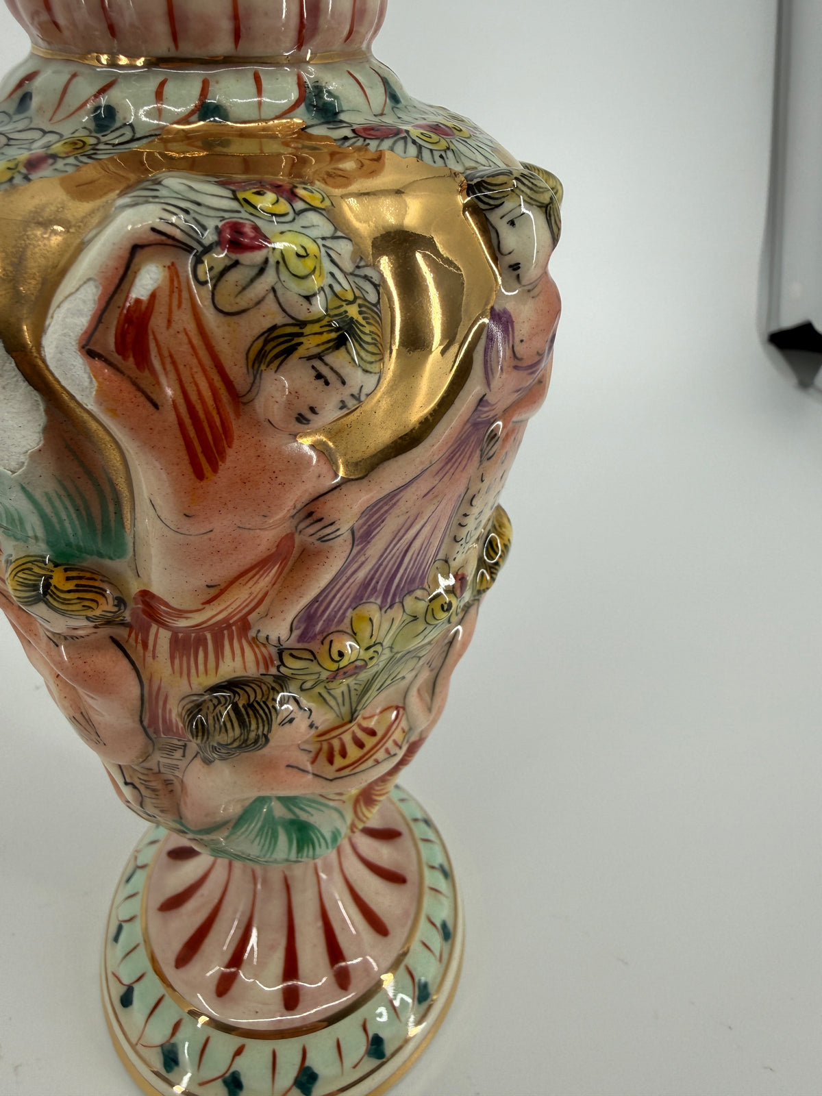 Vintage Italian Capodimonte-Style Figural Urns – Pair