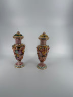 Vintage Italian Capodimonte-Style Figural Urns – Pair