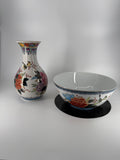 Chinese Porcelain Vase & Bowl Set – Gilt Peony Décor