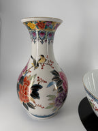 Chinese Porcelain Vase & Bowl Set – Gilt Peony Décor