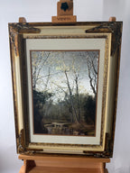 Vintage Manifestations International Optical Illusionary Metallic Art – Framed Landscape Set of 2