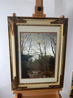 Vintage Manifestations International Optical Illusionary Metallic Art – Framed Landscape Set of 2