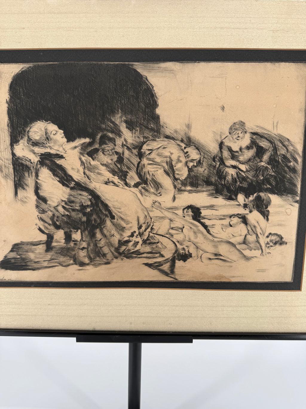 Béla Iványi-Grünwald & István Prihoda “Bathers” Original Etching – Framed
