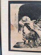 Béla Iványi-Grünwald & István Prihoda “Bathers” Original Etching – Framed