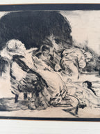 Béla Iványi-Grünwald & István Prihoda “Bathers” Original Etching – Framed