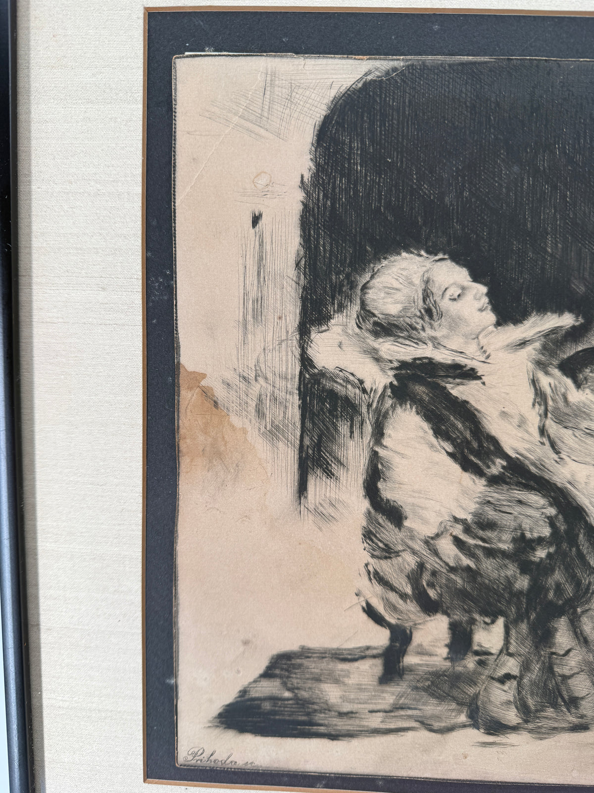 Béla Iványi-Grünwald & István Prihoda “Bathers” Original Etching – Framed