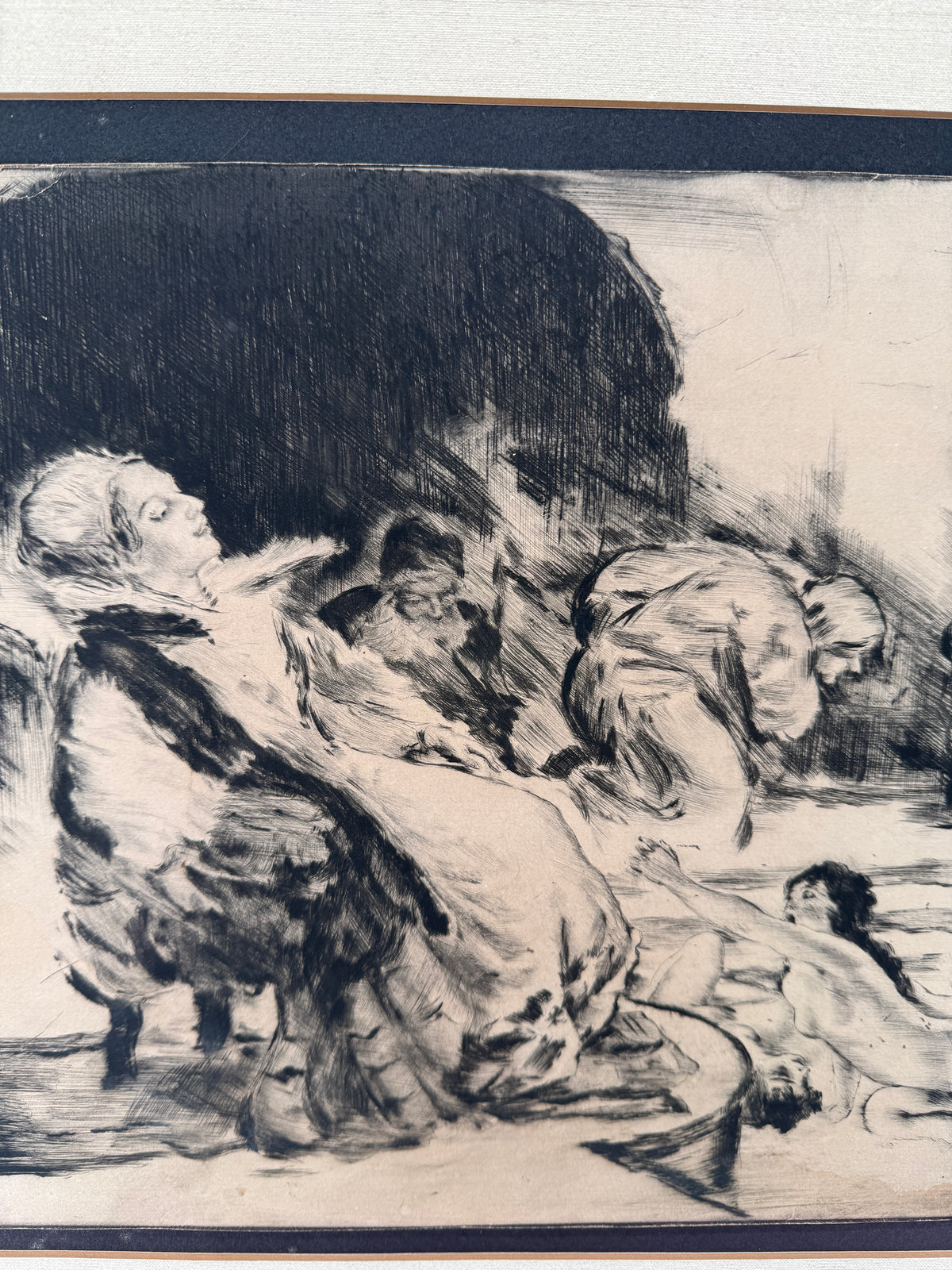 Béla Iványi-Grünwald & István Prihoda “Bathers” Original Etching – Framed