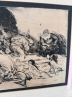 Béla Iványi-Grünwald & István Prihoda “Bathers” Original Etching – Framed