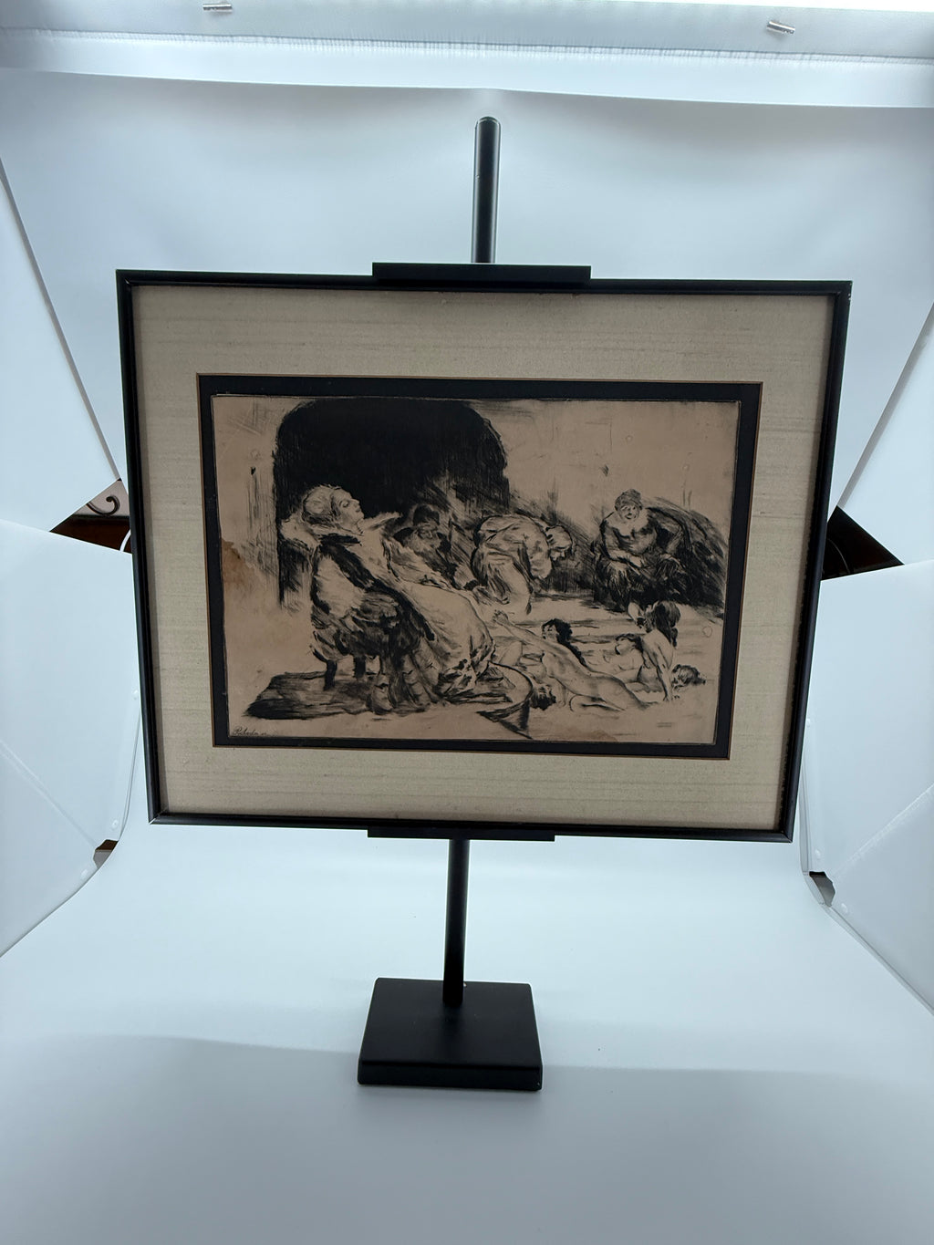 Béla Iványi-Grünwald & István Prihoda “Bathers” Original Etching – Framed