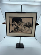 Béla Iványi-Grünwald & István Prihoda “Bathers” Original Etching – Framed