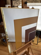 Vintage 1970s Hollywood Regency Gold Metal Square Wall Mirror – 30 in.