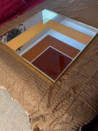 Vintage 1970s Hollywood Regency Gold Metal Square Wall Mirror – 30 in.