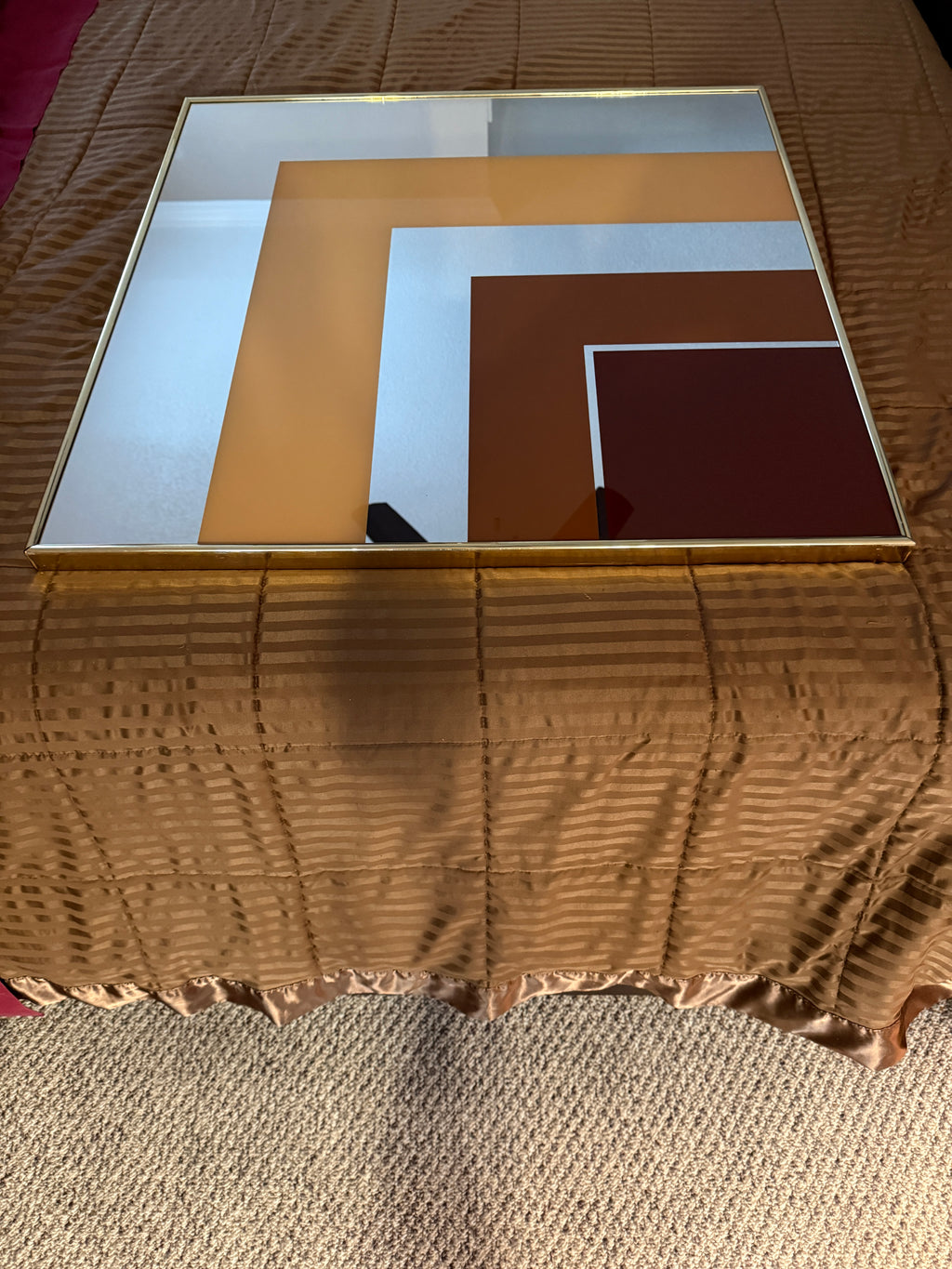 Vintage 1970s Hollywood Regency Gold Metal Square Wall Mirror – 30 in.