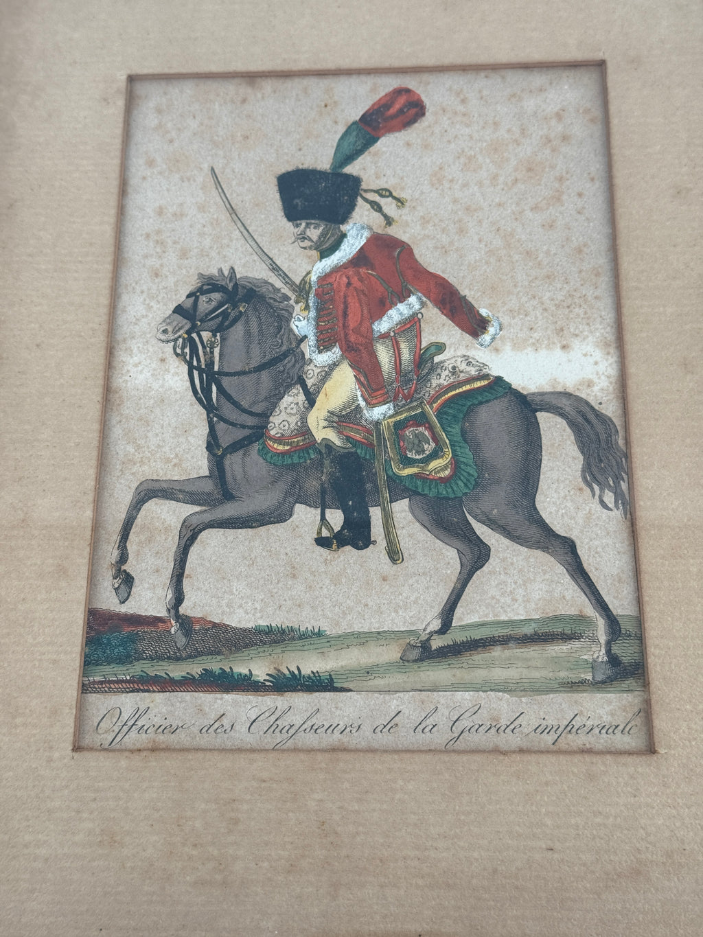 Antique c. 1810–1813 Martinet Napoleonic Chasseur Hand-Colored Engraving