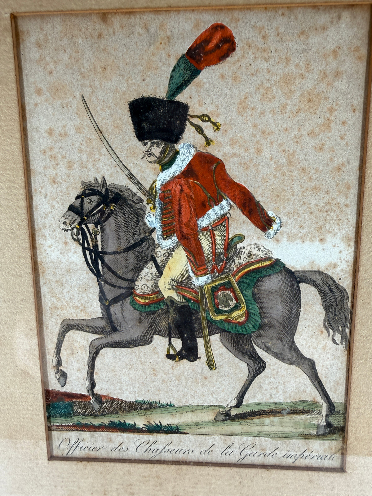 Antique c. 1810–1813 Martinet Napoleonic Chasseur Hand-Colored Engraving