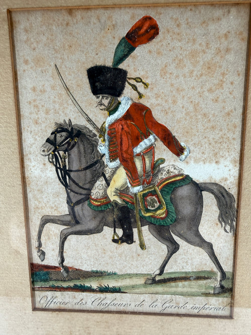Antique c. 1810–1813 Martinet Napoleonic Chasseur Hand-Colored Engraving