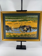 Signed Vietnamese Hand-Embroidered Textile Art – Water Buffalo Rice Harvest
