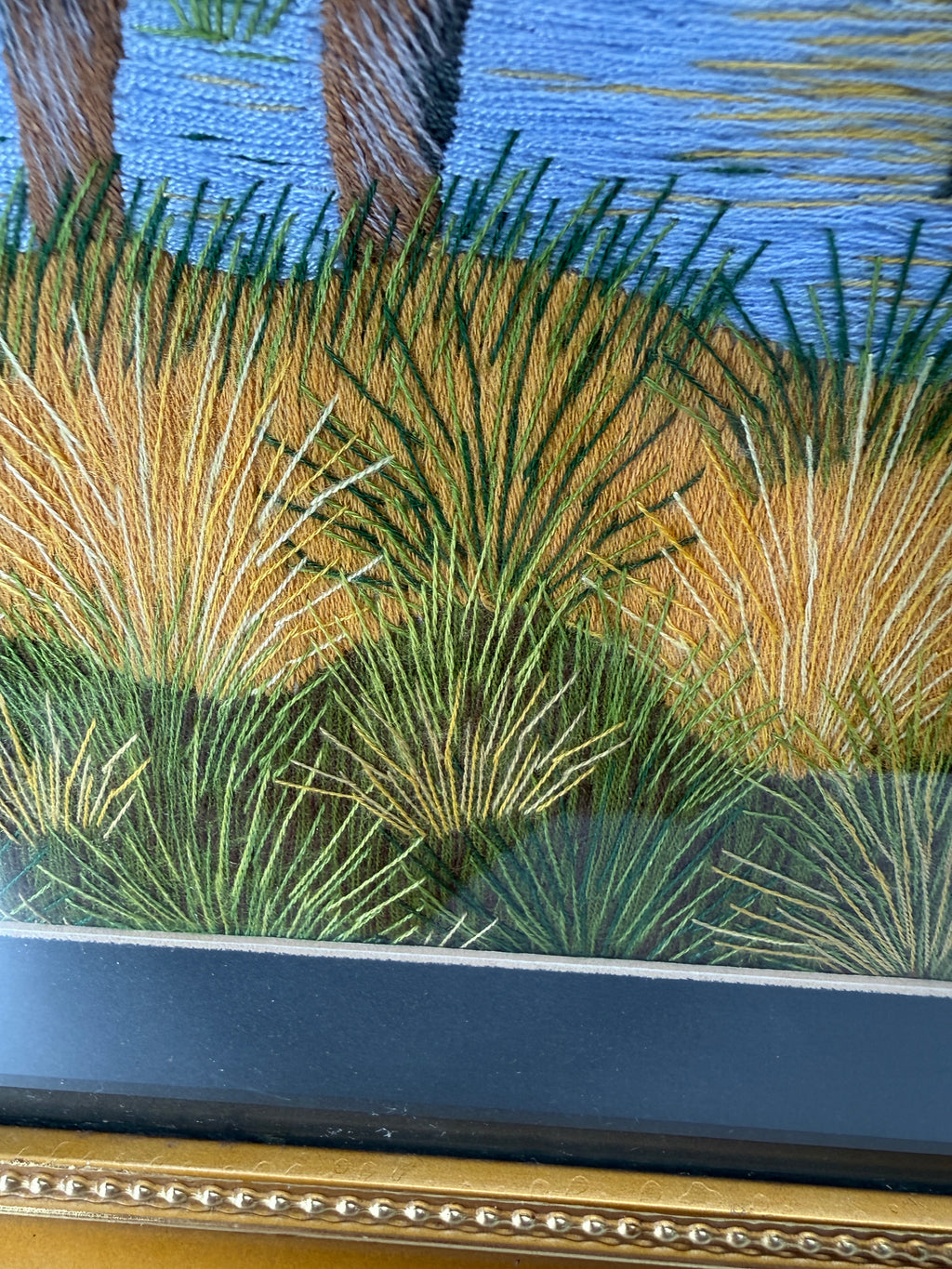 Signed Vietnamese Hand-Embroidered Textile Art – Water Buffalo Rice Harvest