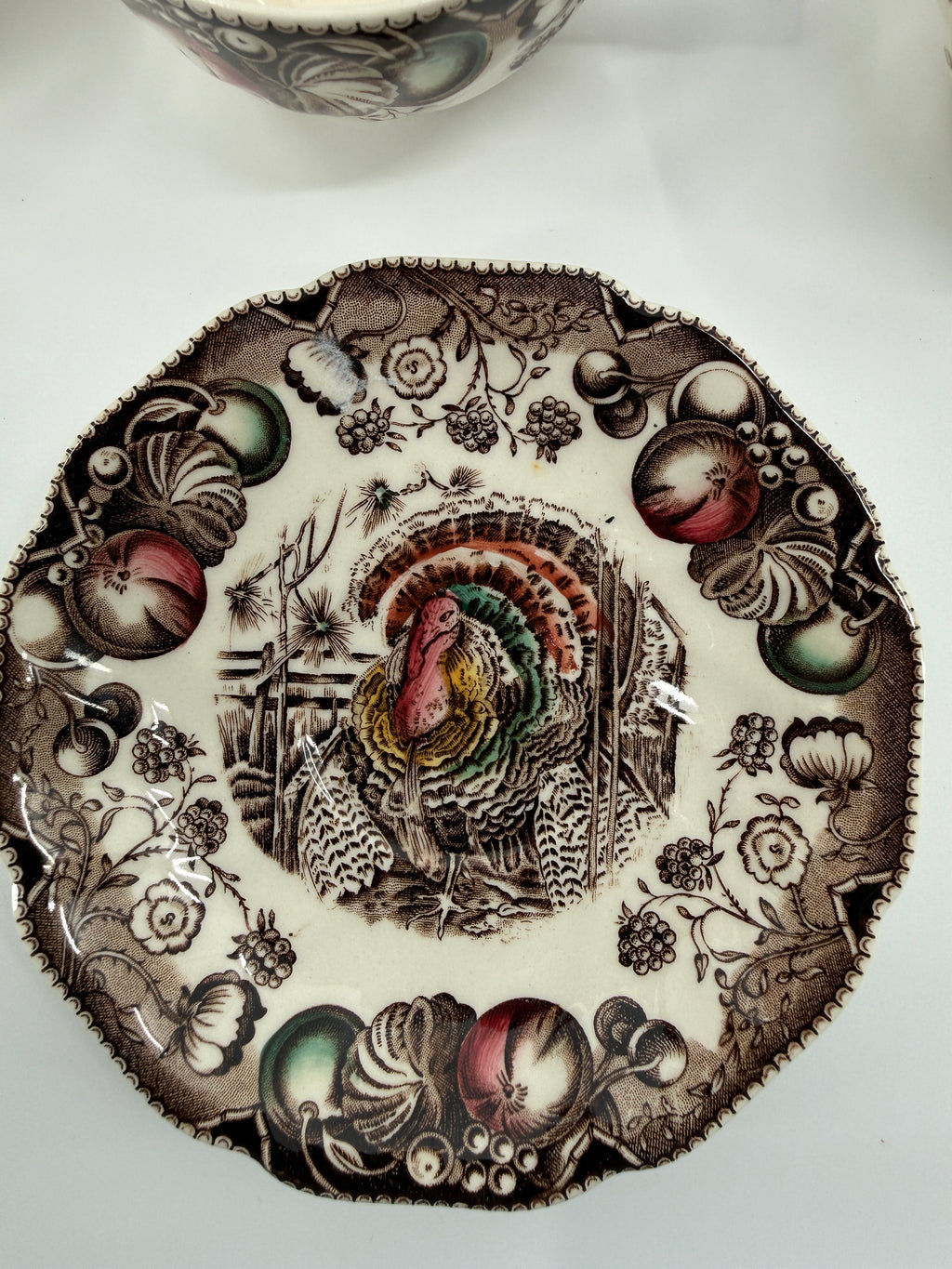 Vintage Johnson Brothers His Majesty Turkey Cups & Saucers – 14-Piece Set